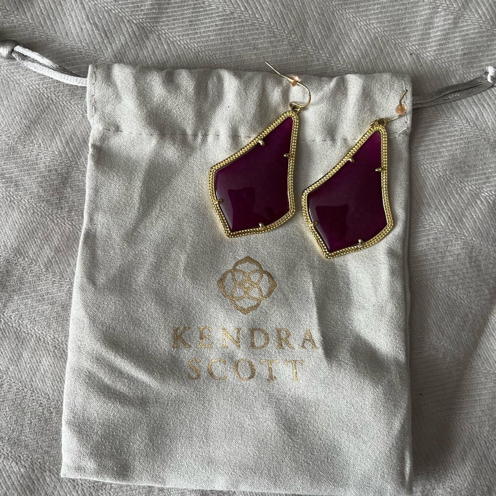 Kendra Scott Purple and Gold big Alex Drop Earrings